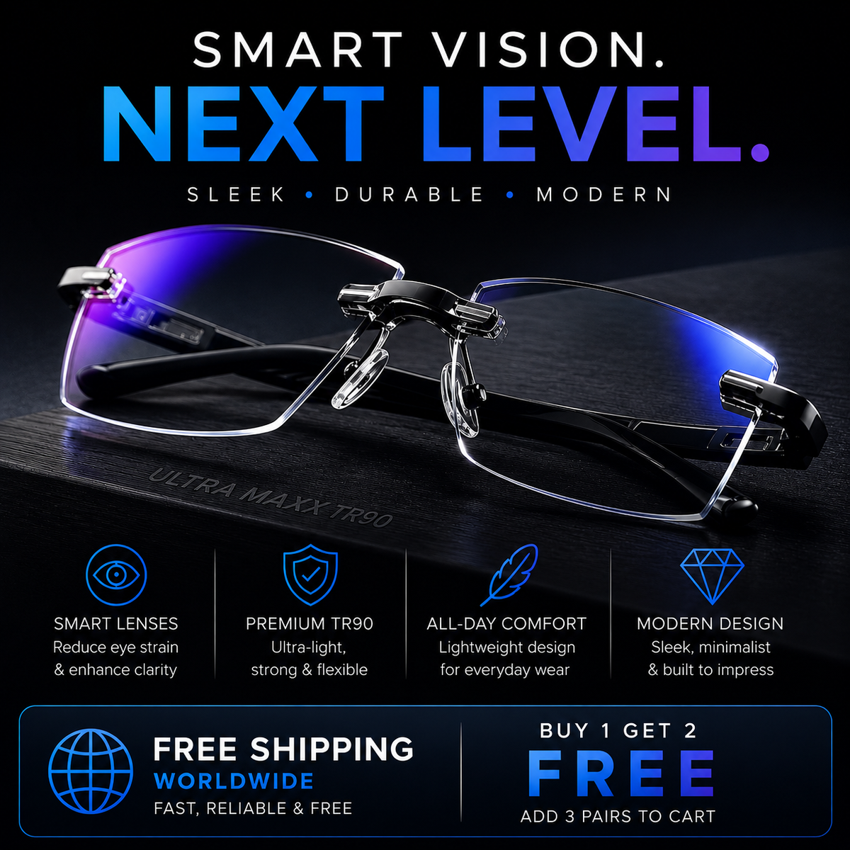 Ultra Maxx TR90 Smart Reading Glasses — Buy 1 Get 2 Free