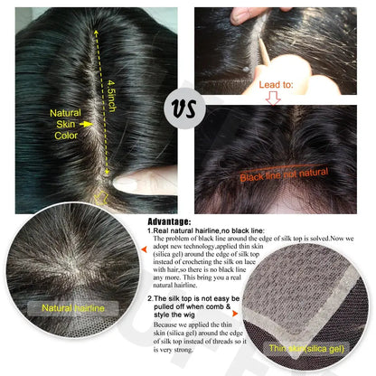 Brazilian Human Hair Silk Base Full Lace Wig Pre Plucked Silky Straight 5x4.5 Silk Top Full Lace Human Hair Wig 130%-180%Density