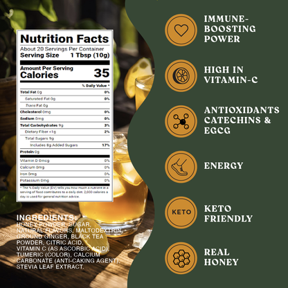 Harmony Honey Yuzu Tea With Ground Ginger, Premium Black Tea, Sweetened with Honey and Organic Sugar, 20 Count