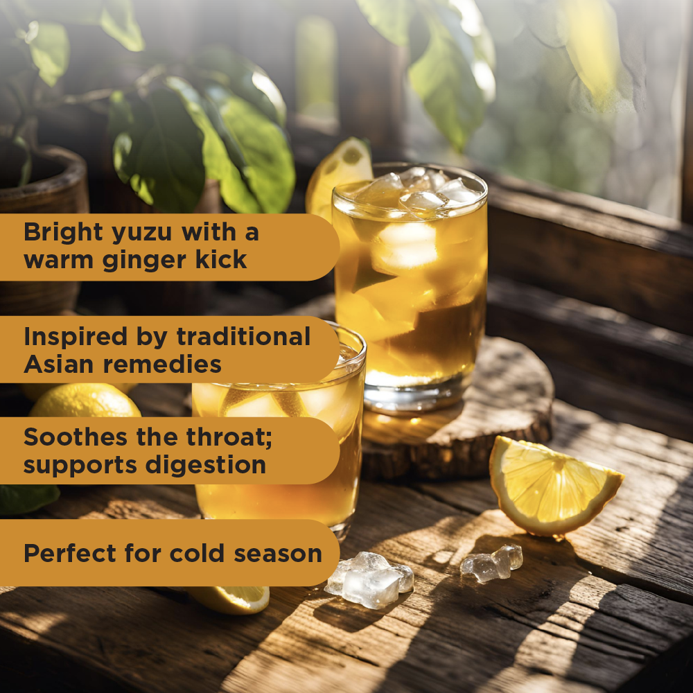 Harmony Honey Yuzu Tea With Ground Ginger, Premium Black Tea, Sweetened with Honey and Organic Sugar, 20 Count