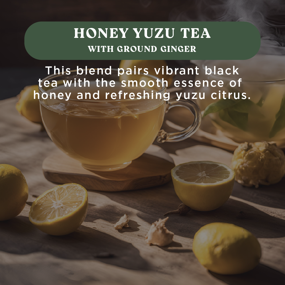 Harmony Honey Yuzu Tea With Ground Ginger, Premium Black Tea, Sweetened with Honey and Organic Sugar, 20 Count