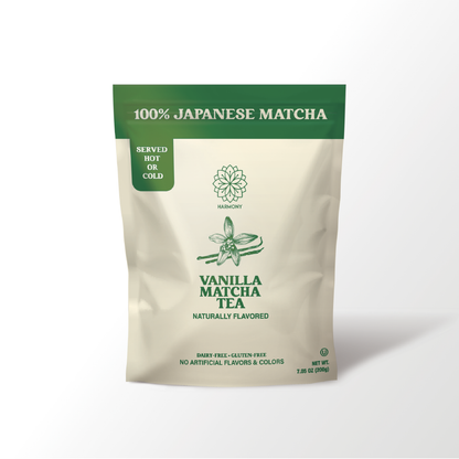 Harmony Matcha Vanilla, Premium Shade-Grown Japanese Matcha, Sweetened with Organic Sugar, 20 Servings