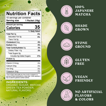 Harmony Matcha Lavender, Premium Shade-Grown Japanese Matcha, Sweetened with Organic Sugar, 10 Count Per Carton