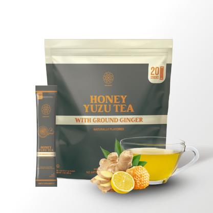 Harmony Honey Yuzu Tea With Ground Ginger, Premium Black Tea, Sweetened with Honey and Organic Sugar, 20 Count
